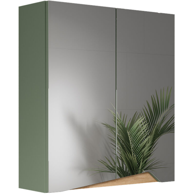 Armoire de toilette Marelle, Vert/Artisan, 60x67cm avec étagère réglable en hauteur, Vicco