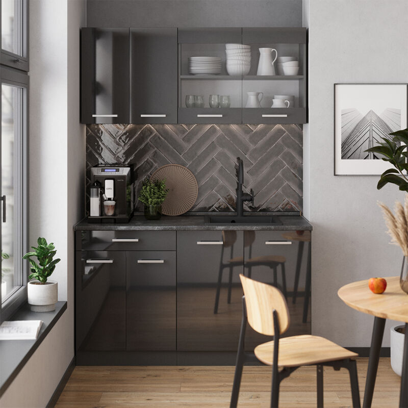 Küchenschrank Hängeschrank Unterschrank Küchen-Preisbombe Unterschrank 80 Küche Lara Weiß Hochglanz Weiß Matt Einbauküche MDF Eiche Finish KÜCHEN INNOVATION24