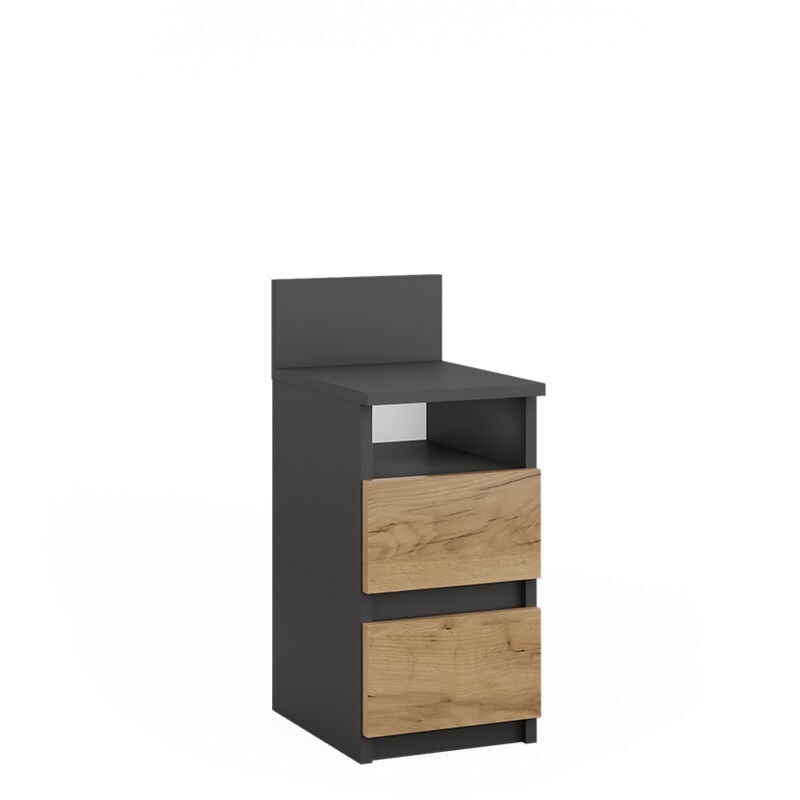 Vicco - Monty, Anthracite/chêne doré, 25x59.1cm avec 2 tiroirs