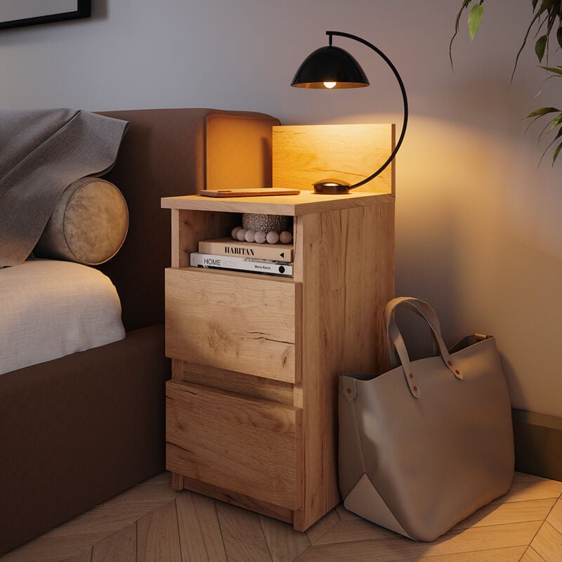 Vicco - Monty, Chêne de force doré, 25x59.1cm avec 2 tiroirs