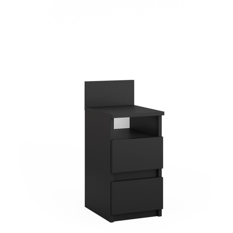 Vicco - Table de chevet Monty, Noir, 25x59.1cm avec 2 tiroirs