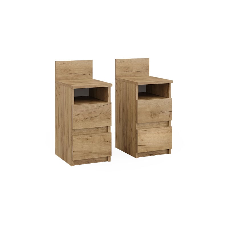 Table de nuit Monty, Chêne de force doré, 25x59.1cm Lot de 2 Vicco