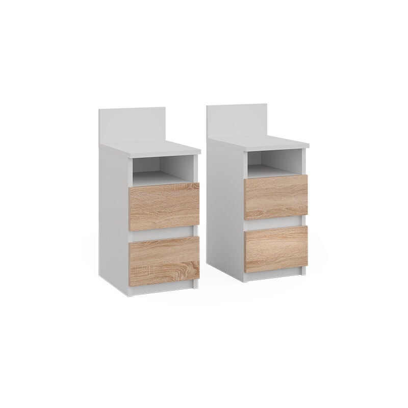 Vicco - Table de nuit Monty, Blanc/Sonoma, 25x59.1cm Lot de 2