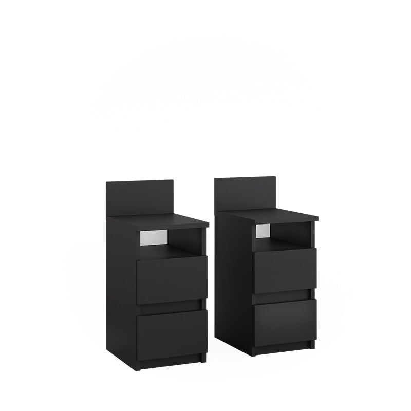 Table de nuit Monty, Noir, 25x59.1cm Lot de 2 Vicco