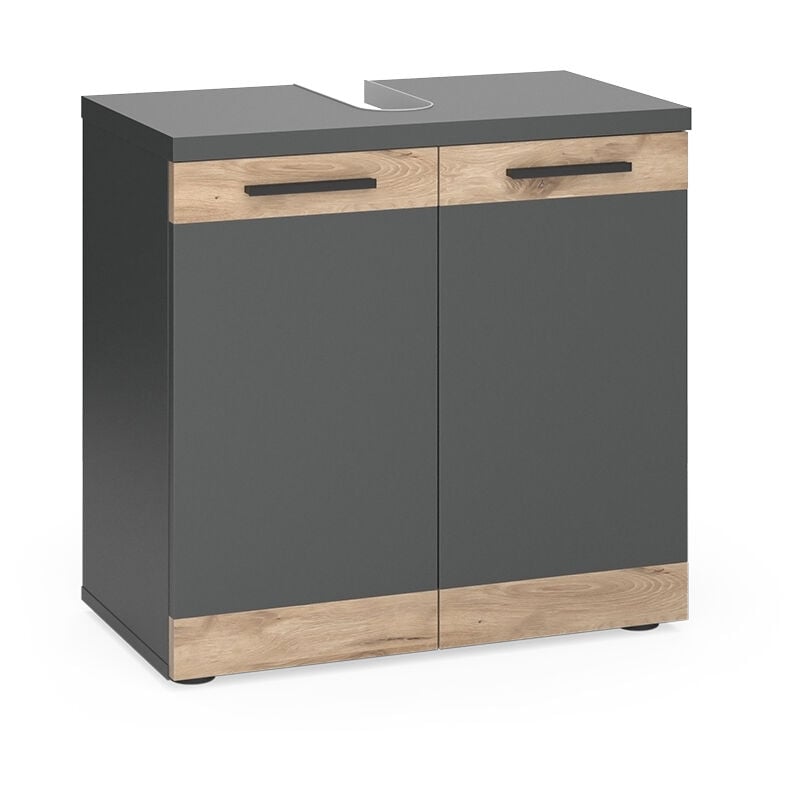 Meuble sous lavabo Niko, Anthracite/Viking Oak, 60x59.1cm, Vicco