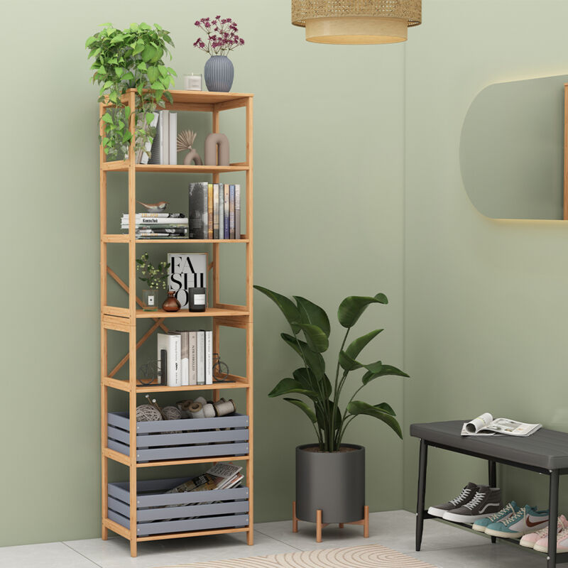 Bücherregal Novaro, Bambus, 48.3 X 166.5 Cm Mit 7 Fächern, Vicco
