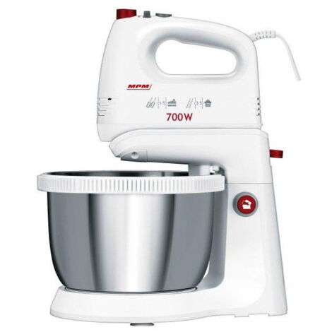 MMR-21Z Mixer Backmischmaschine Kneter Backmischmaschine mit 3,5 Liter, BPA-frei, 5 Geschwindigkeitsstufen + Turbo, Knetbesen und Knethaken, Edelstahl, weiß, 400W