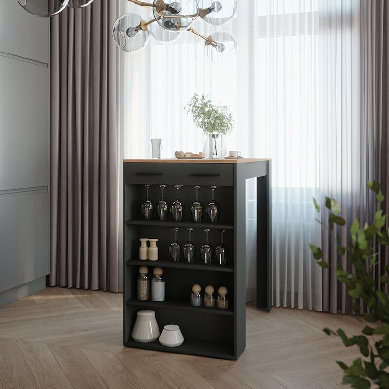 Table de bar Repose, Chêne doré/anthracite, 67x100cm, Vicco