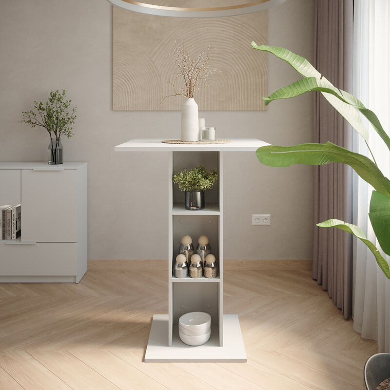 Table de bar Repose, Blanc, 75x75cm, Vicco
