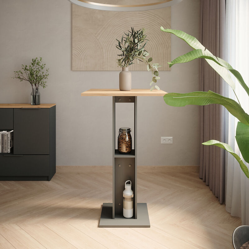 Table de bar Repose, Chêne doré/anthracite, 65x65cm, Vicco