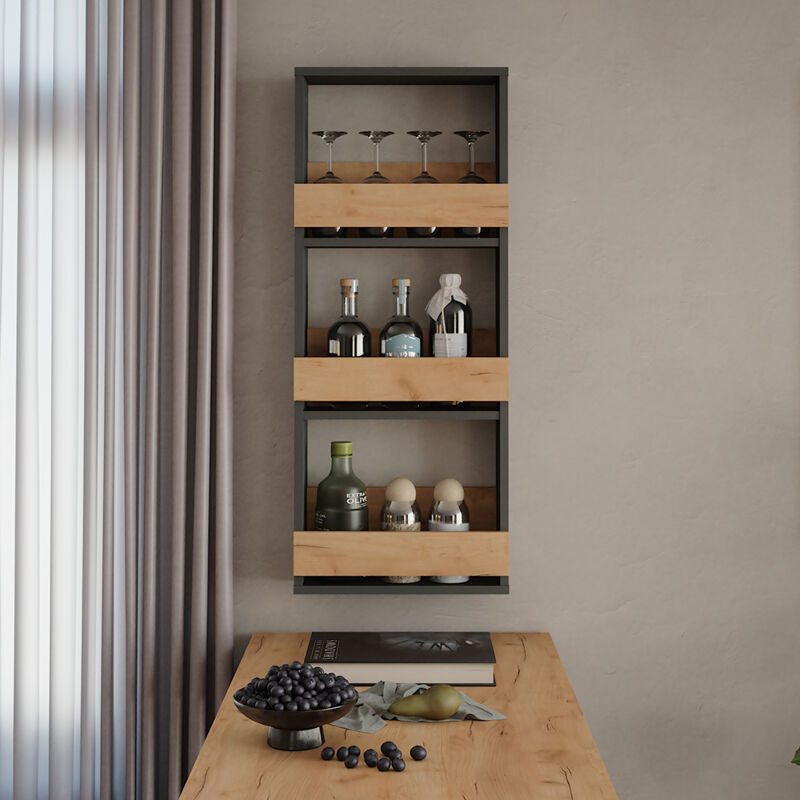 Étagère murale Repose, Chêne doré/anthracite, 40x98cm, Vicco