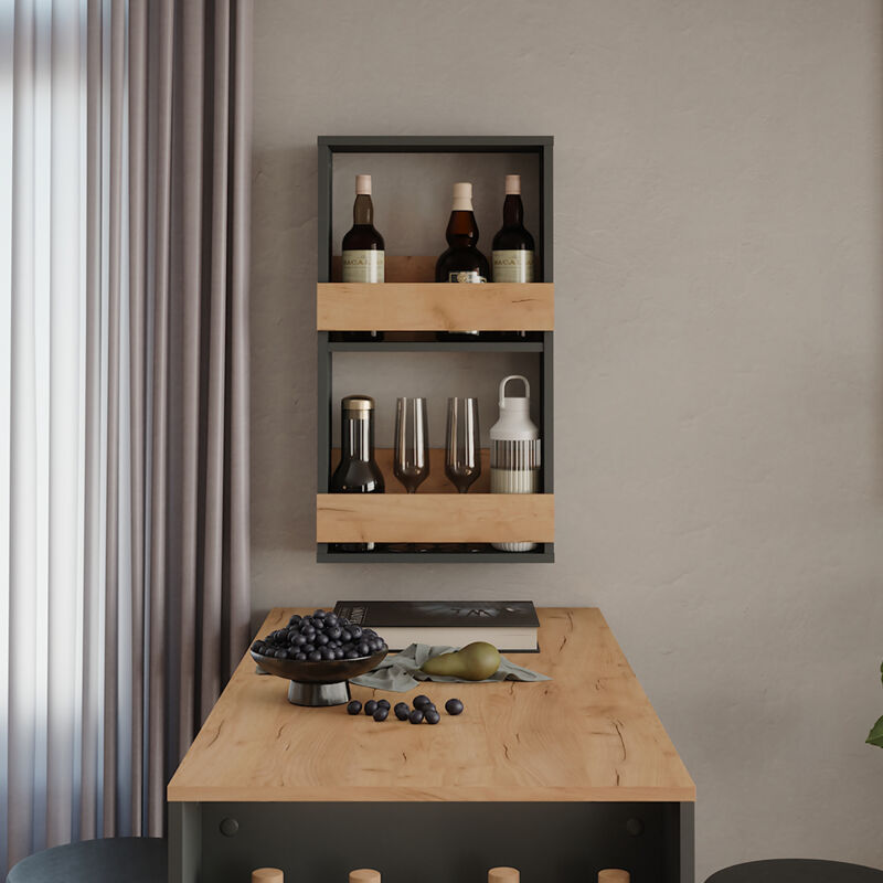 étagère pour verres à vin Repose, Chêne doré/anthracite, 40x72cm, Vicco