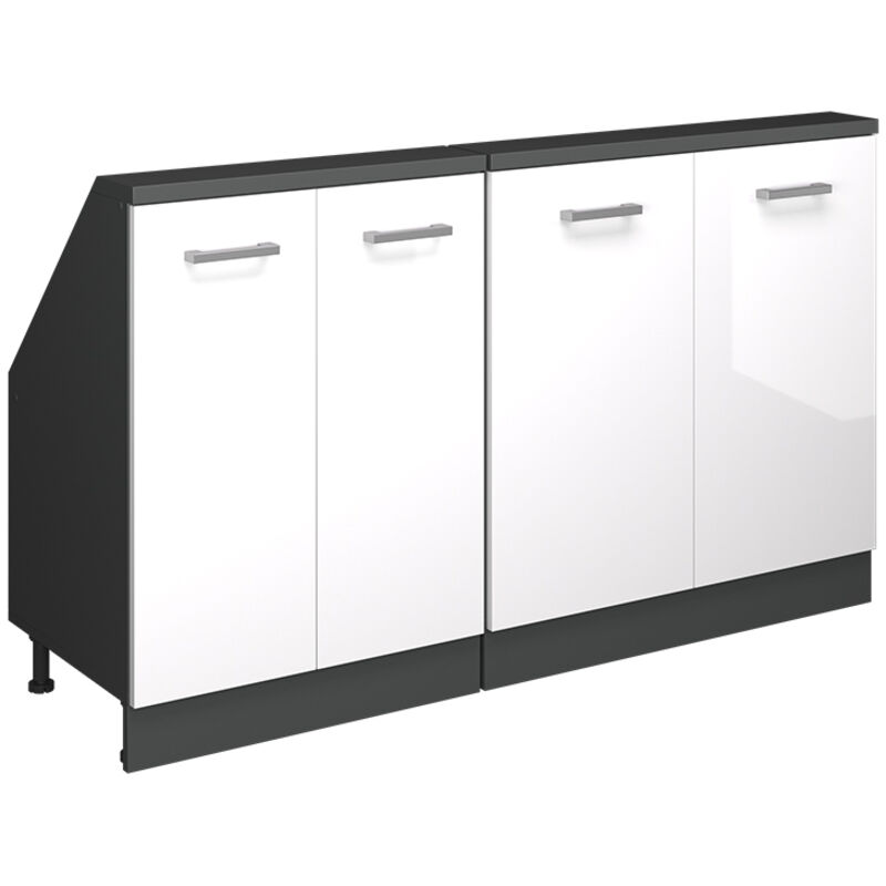 Armoire sous pente de toit Rion, Anthracite/blanc brillant, Lot de 2, Vicco