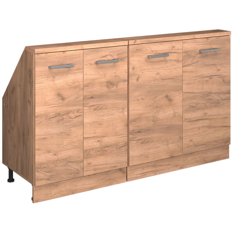 Vicco – Armoire sous pente de toit Rion – Chêne Goldkraft – Lot de 2 – 4 portes – Dimensions 140x81.6x46/14.8 cm – Panneau de particules 16 mm