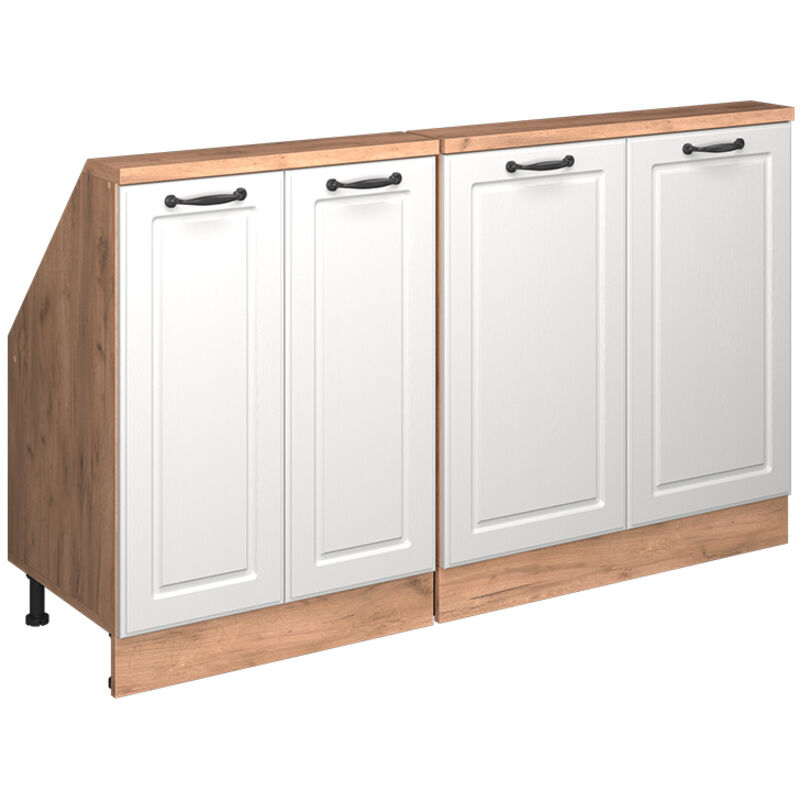 Armoire sous pente de toit Rion, Chêne doré/blanc campagnard, Lot de 2, Vicco