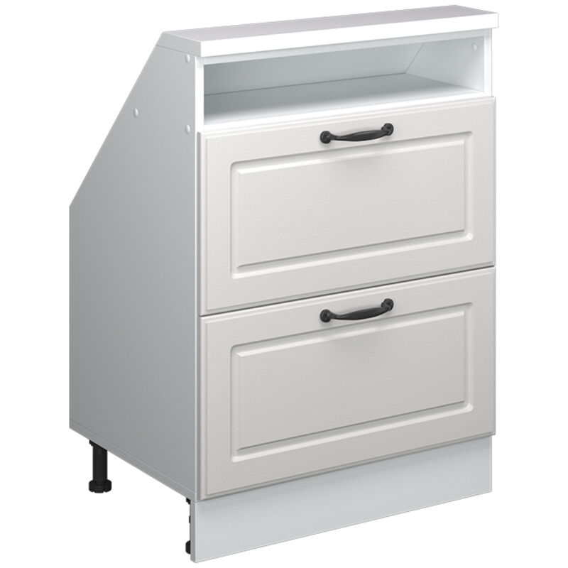 Vicco – Armoire mansardée Rion 60x81.6 cm – 2 tiroirs coulissants – Panneau de particules 16 mm – Revêtement mélamine blanc