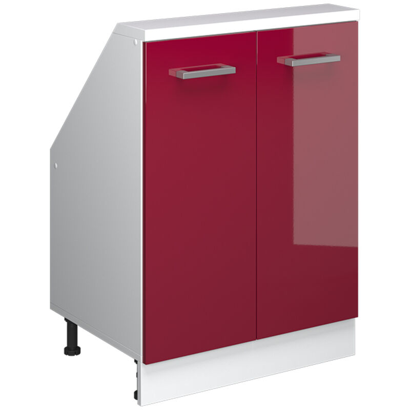 Dachschrägenschrank Rion, Weiß/bordeaux Hochglanz, Mit 2 Türen, Vicco