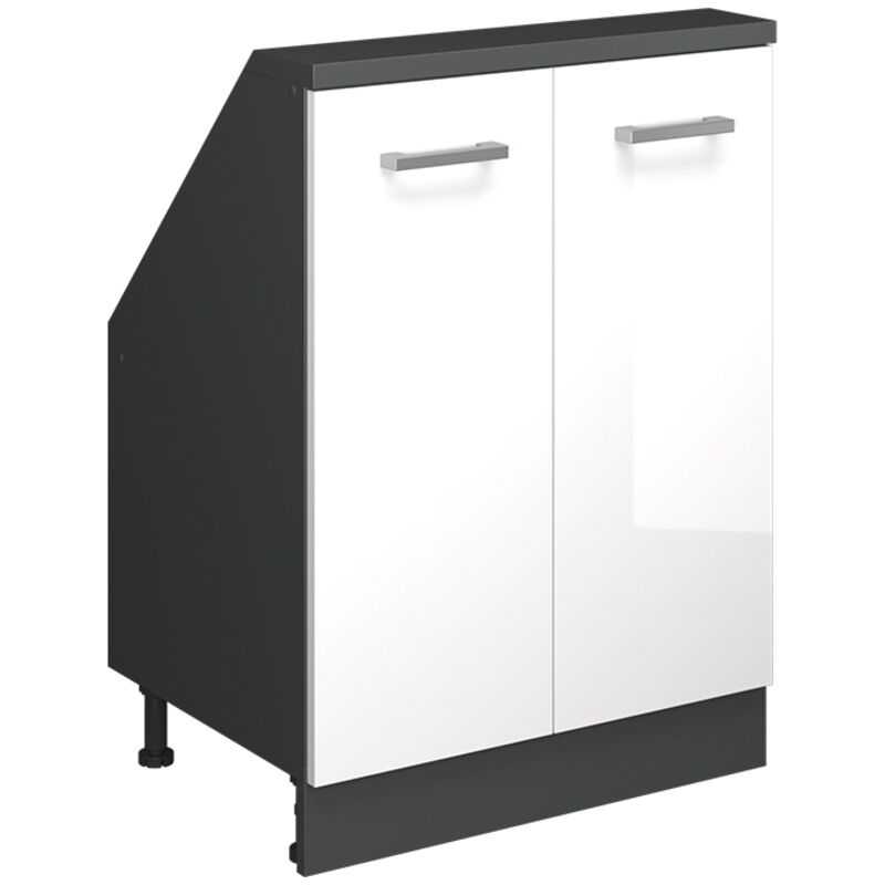 Dachschrägenschrank Rion, Anthrazit/weiß Hochglanz, Mit 2 Türen, Vicco