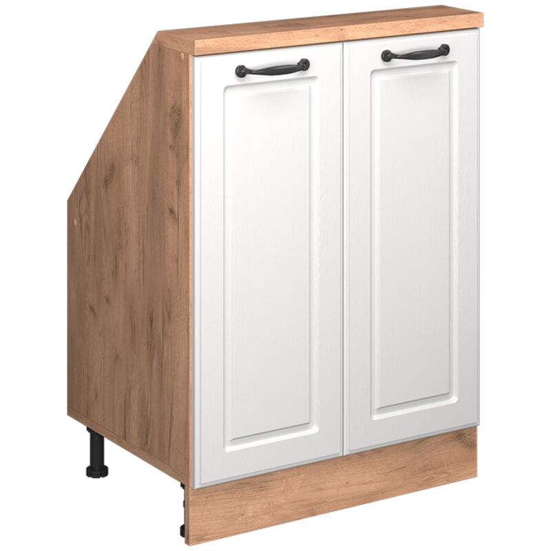 Dachschrägenschrank Rion, Goldkraft Eiche/weiß Landhaus, Mit 2 Türen, Vicco