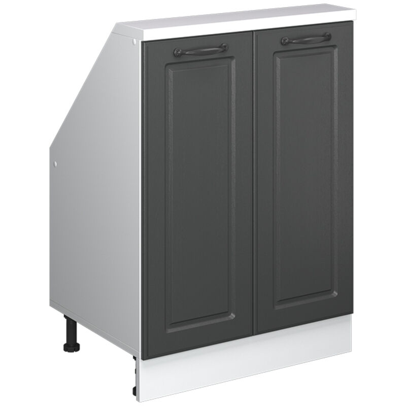 Dachschrägenschrank Rion, Anthrazit Landhaus/weiß, Mit 2 Türen, Vicco