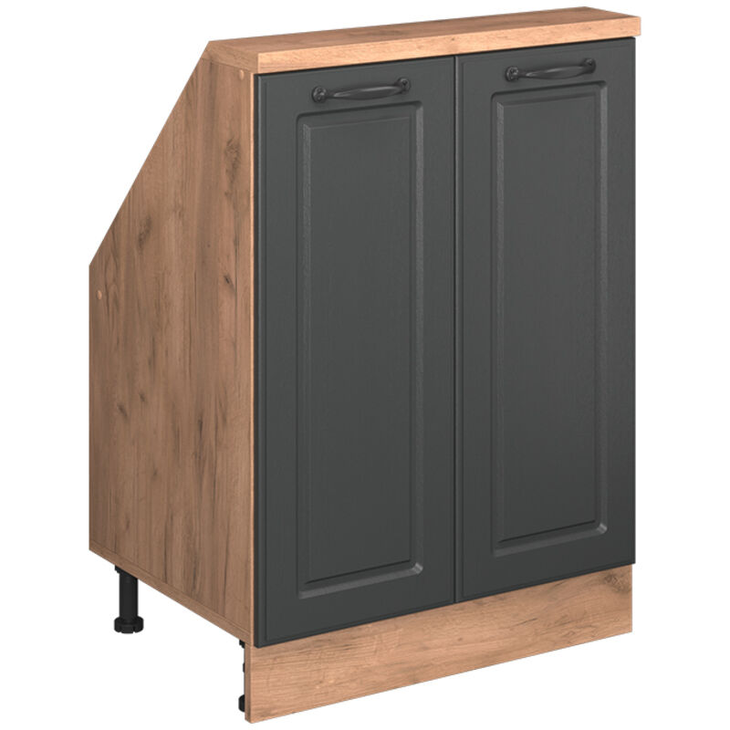 Dachschrägenschrank Rion, Goldkraft Eiche/anthrazit Landhaus, Mit 2 Türen, Vicco
