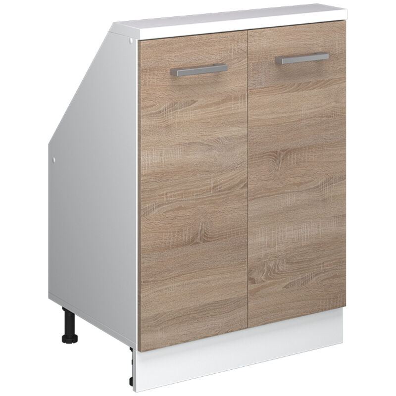 Dachschrägenschrank Rion, Sonoma/weiß, Mit 2 Türen, Vicco