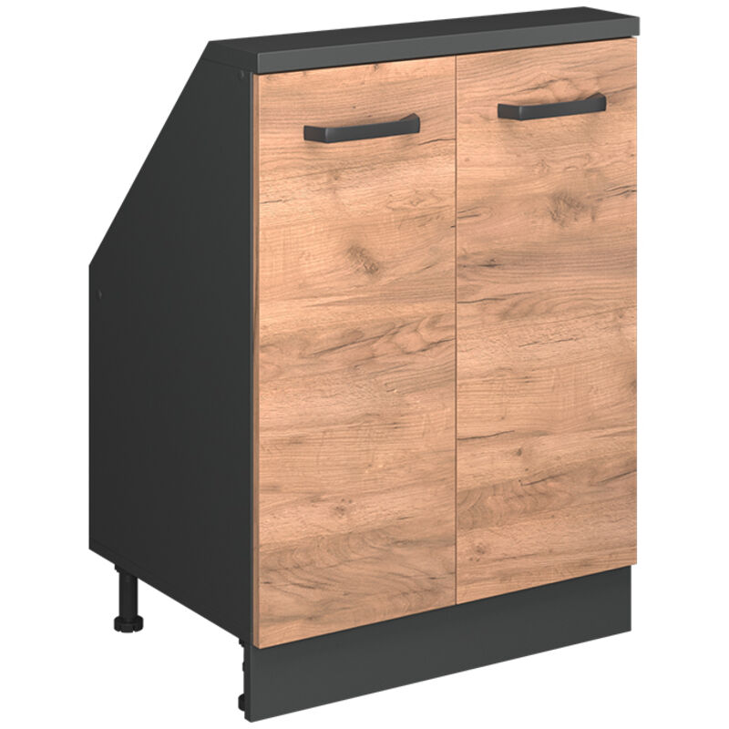 Armoire sous pente de toit Rion, Anthracite/chêne doré, avec 2 portes, Vicco