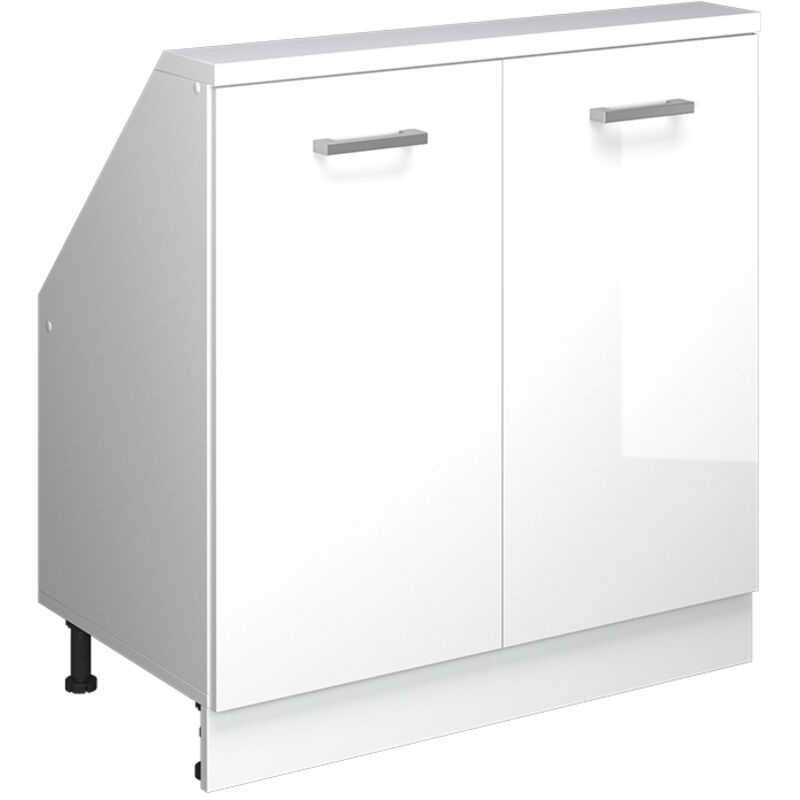 Armoire sous pente de toit Rion, blanc/blanc brillant, avec 2 portes, Vicco
