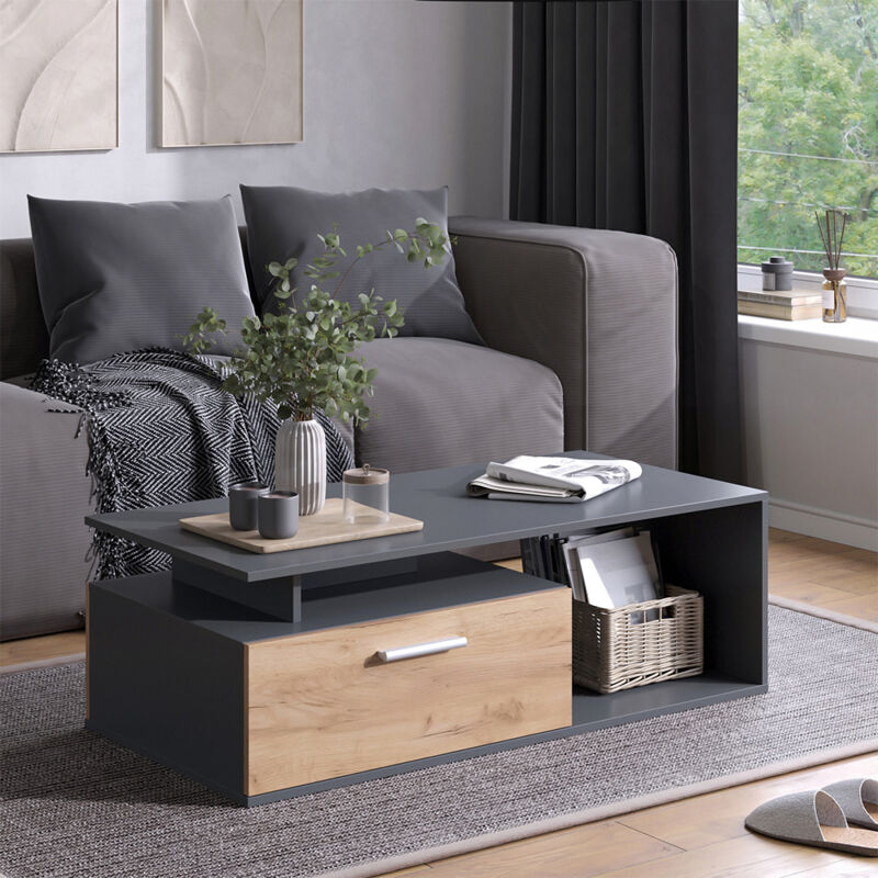 Couchtisch Roland, Anthrazit/goldkraft Eiche, 118 X 59 Cm, Vicco