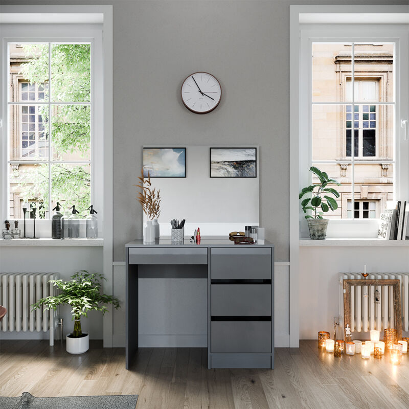 Schminktisch Sherry, Grau, 90 Cm Mit Spiegel Vicco