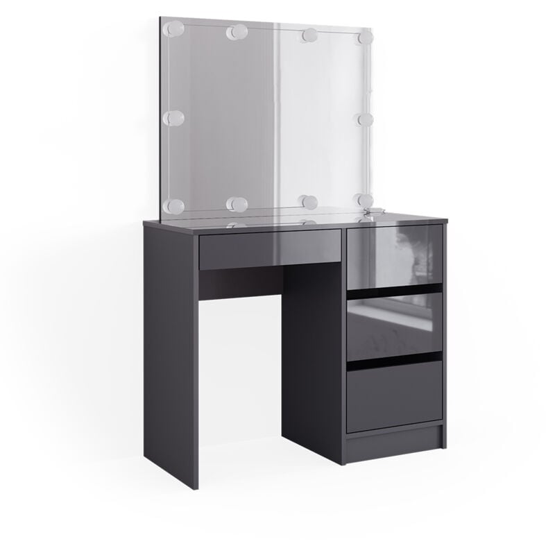 Vicco - Coiffeuse Sherry, Anthracite, 90 cm avec miroir & éclairage led