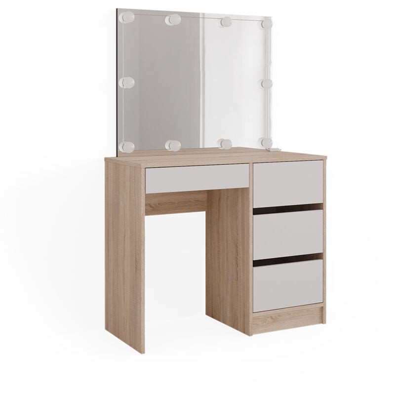 Vicco - Coiffeuse Sherry, Sonoma, 90 cm avec éclairage led