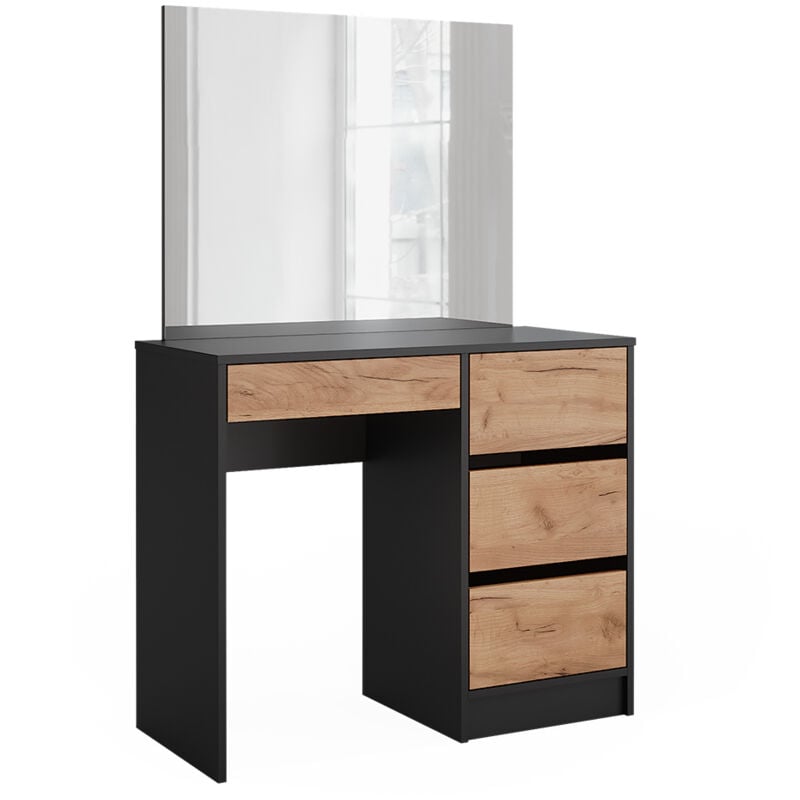 Coiffeuse Sherry, Anthracite/chêne doré, 90cm avec miroir, Vicco