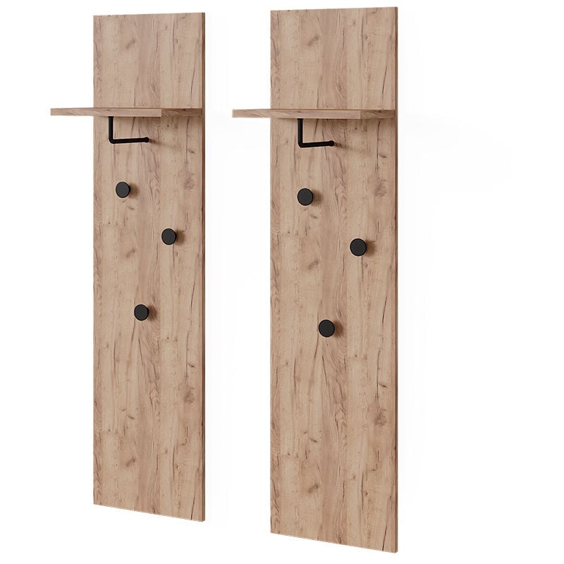 Vicco - Vestiaire Siri, Chêne de force doré, avec 2 portemanteaux muraux