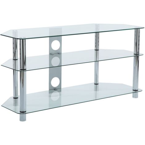 MMT Clear Glass TV Stand - Suits 32 to 47 inch LCD LED 3D plasma flat screen televisions - 1000mm wide
