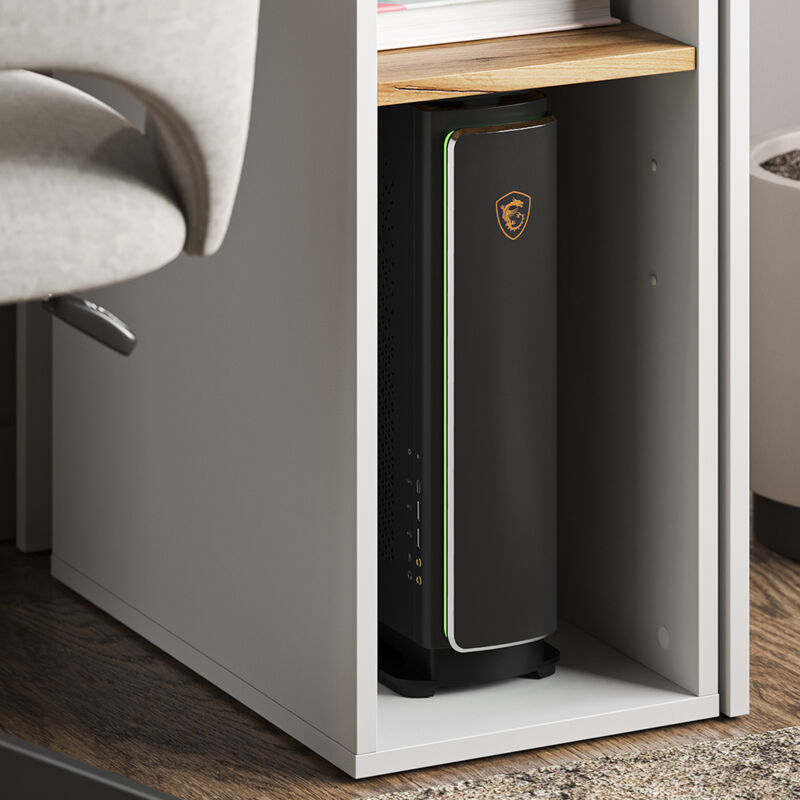 Pc-schrank Tomy, Weiß/goldkraft Eiche, 28.5 X 50 Cm Mit 2 Offenen Fächern, Vicco