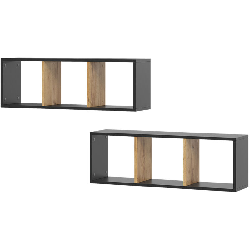 Vicco - Wandregal Tomy, Anthrazit/goldkraft Eiche, 90 X 30 Cm 2er Set
