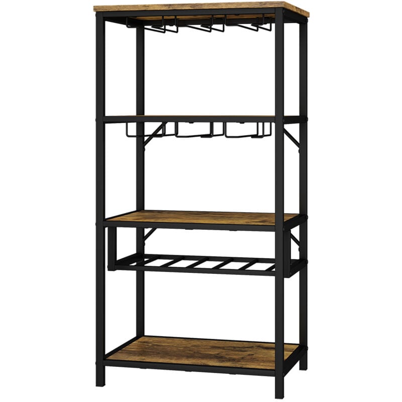 Vicco - Casier à vin Vela, Chêne rustique, avec porte-verre