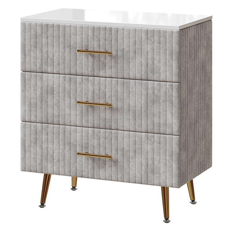 Commode Velia, Gris, 70x78.5cm avec 3 tiroirs Vicco