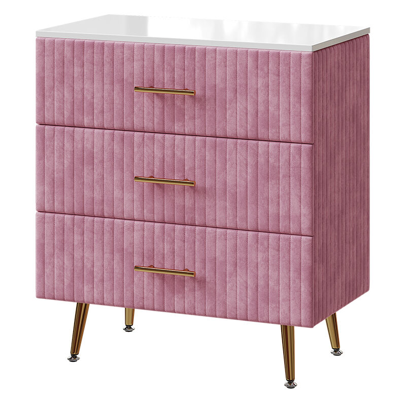 Commode Velia, Rose, 70x78.5cm avec 3 tiroirs Vicco