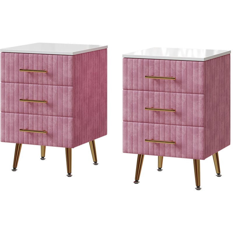 Table de nuit Velia, Rose, 41x62cm Lot de 2 Vicco