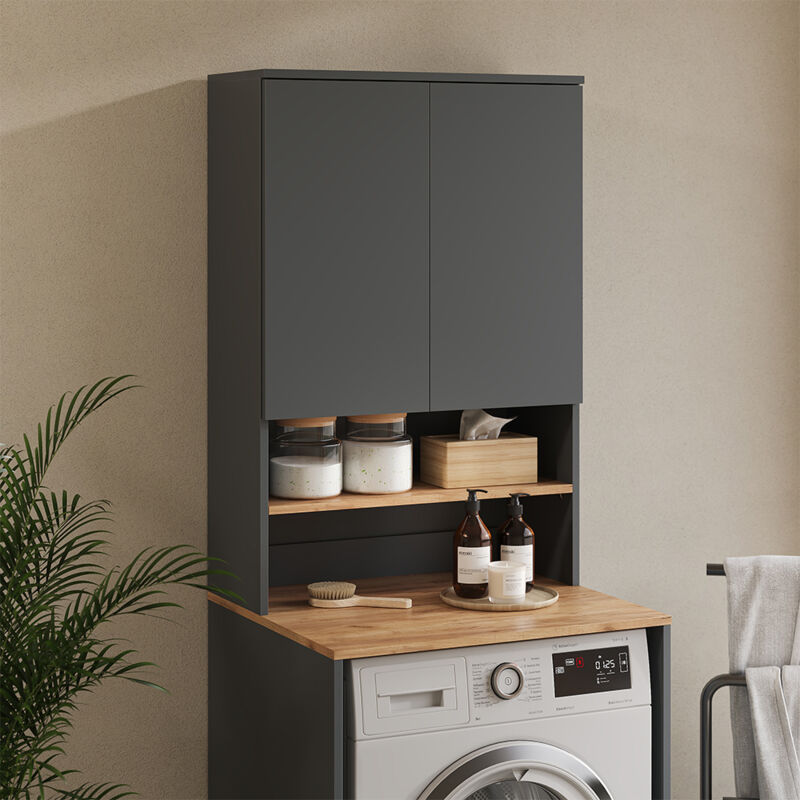 Vicco - Armoire machine à laver Viktor, Anthracite/chêne doré, 68x100.4cm