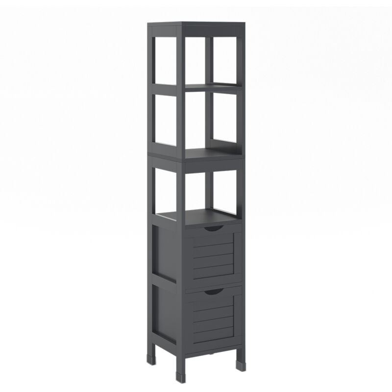 Badschrank Vilda, Grau, 30 X 144 Cm Mit 2 Schubladen, Vicco