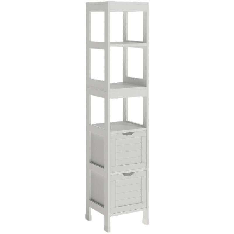 Badschrank Vilda, Weiß, 30 X 144 Cm Mit 2 Schubladen, Vicco