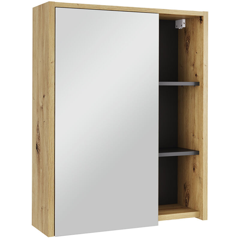 Badspiegelschrank Viola, Artisan/grau, 60 X 75 Cm Mit Offenen Regalen, Vicco