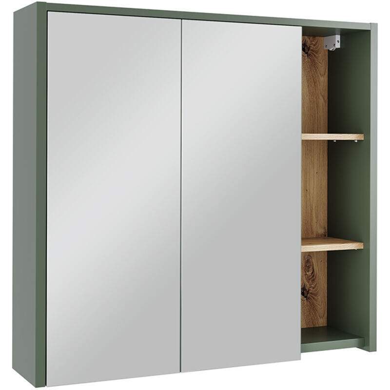 Armoire de toilette Viola, Vert/Artisan, 80x75cm avec des étagères ouvertes, Vicco
