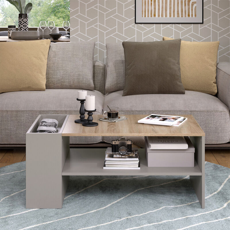 Couchtisch Wido, Greige, 100 X 55 Cm Mit Regalen, Vicco