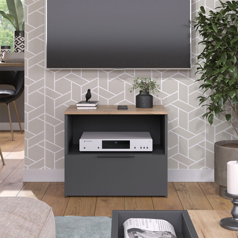 Meuble TV Wido, Anthracite/Sonoma, 60x50cm avec tiroir, Vicco