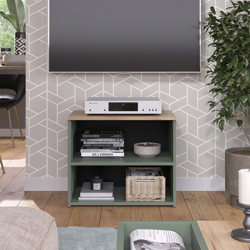 Meuble TV Wido, Vert, 60x50cm avec 2 compartiments, Vicco