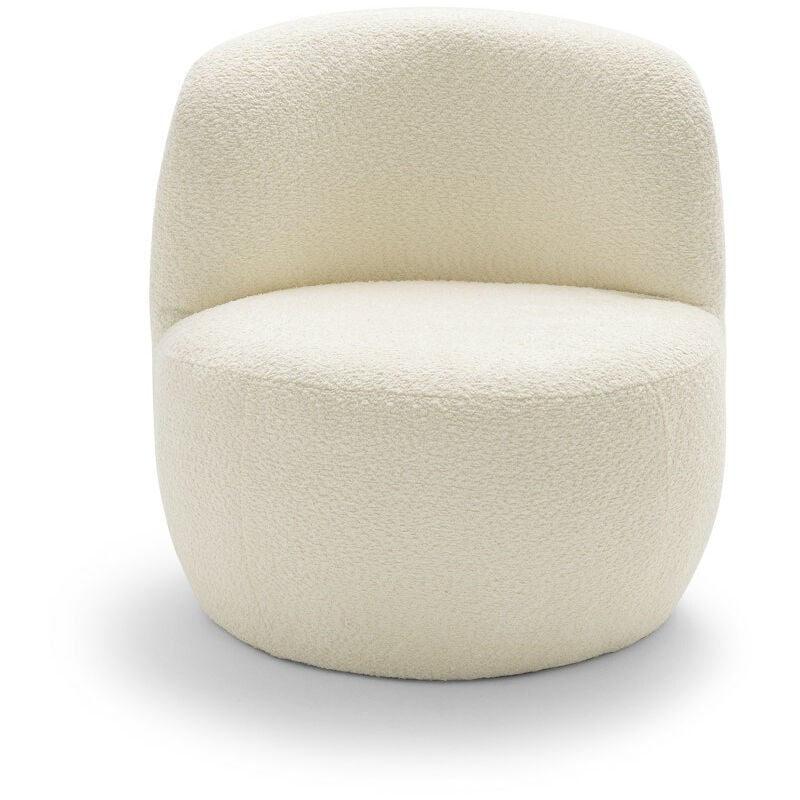 Fauteuil rond en tissu bouclette - Blanc - mo